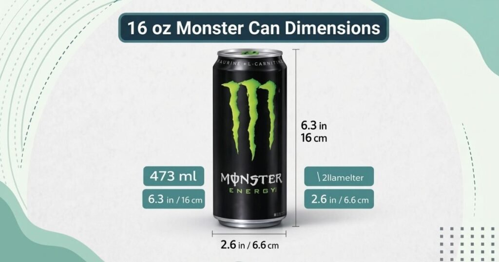 16 oz Monster Can Dimension