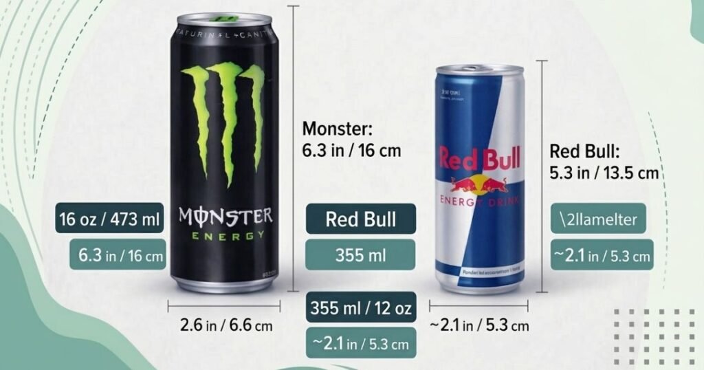 Monster vs Red Bull Size Comparison